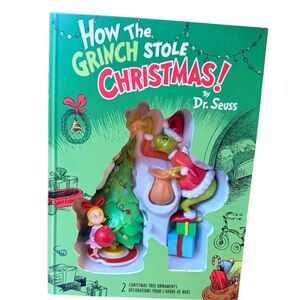 Hallmark How the Grinch Stole Christmas Book with Ornaments - Green and Red. New